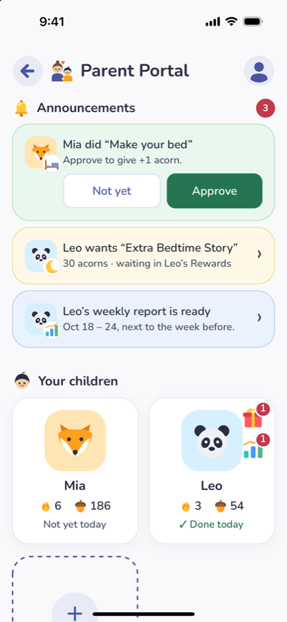 The Parent Portal: what each child did today, at a glance